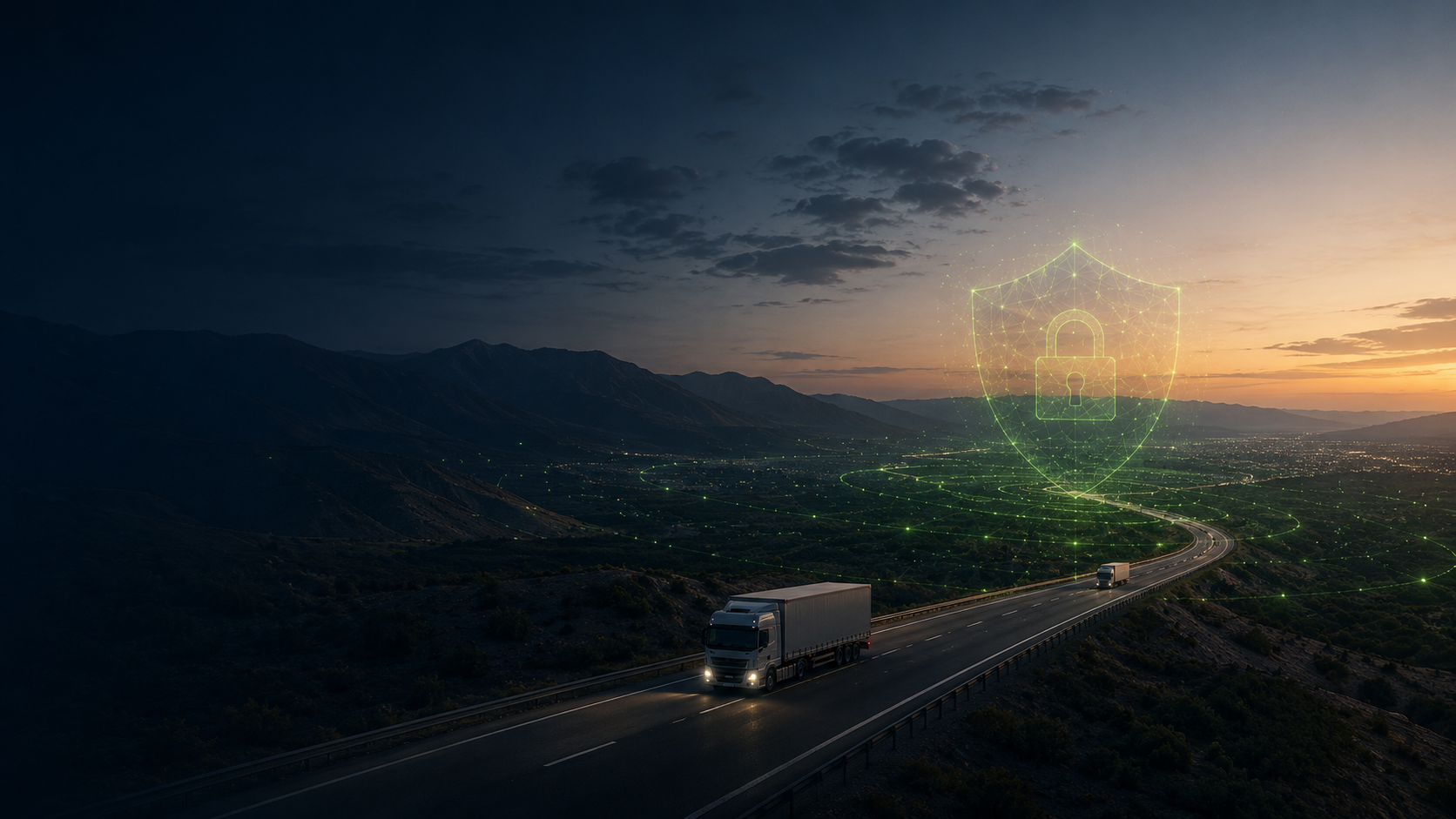 Illustrative tracking network over a transport route